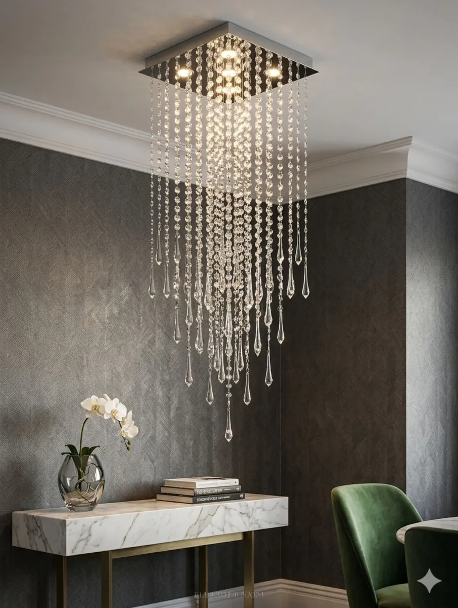 Lustre Cristal Cascata Moderno
