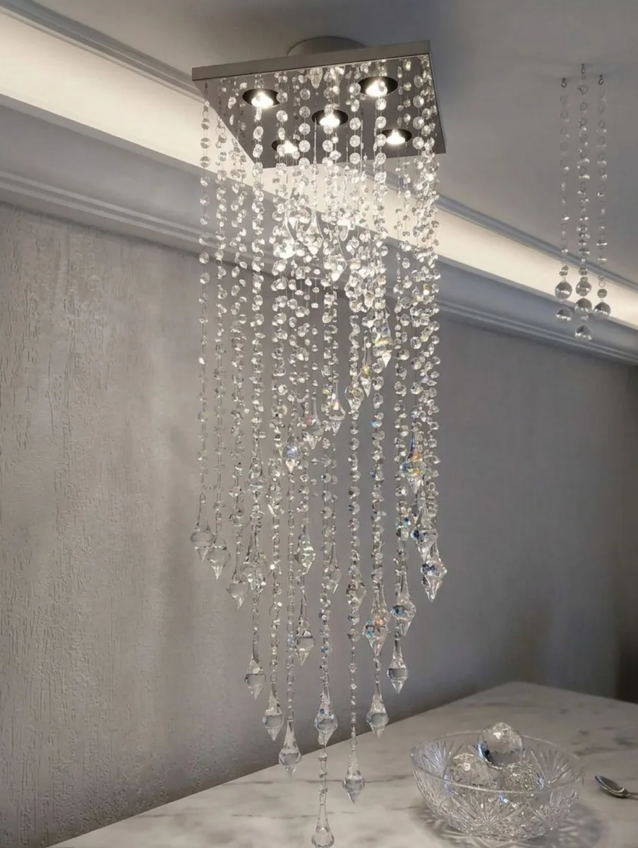 Lustre Cristal Cascata Quadrado